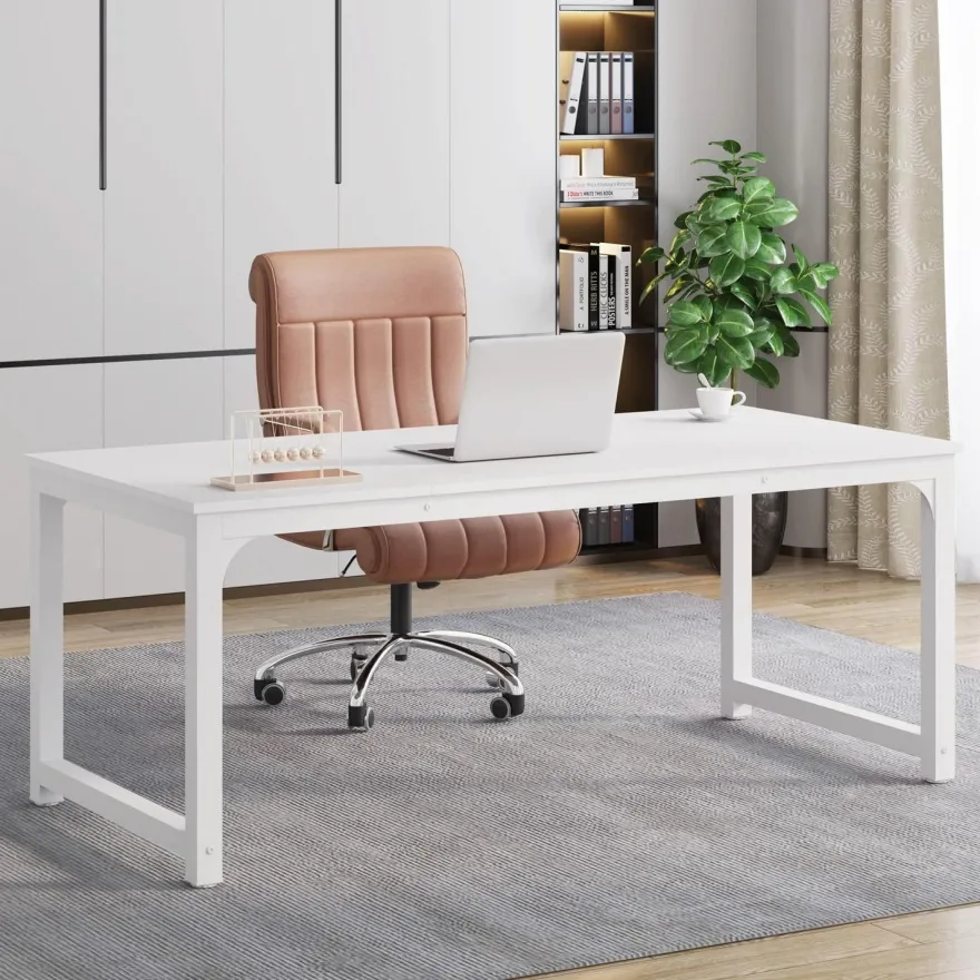 Tribesigns Schreibtisch Computertisch 160x80cm Weiß - Moderner Bürotisch für
