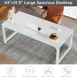 Tribesigns Schreibtisch Computertisch 160x80cm Weiß - Moderner Bürotisch für