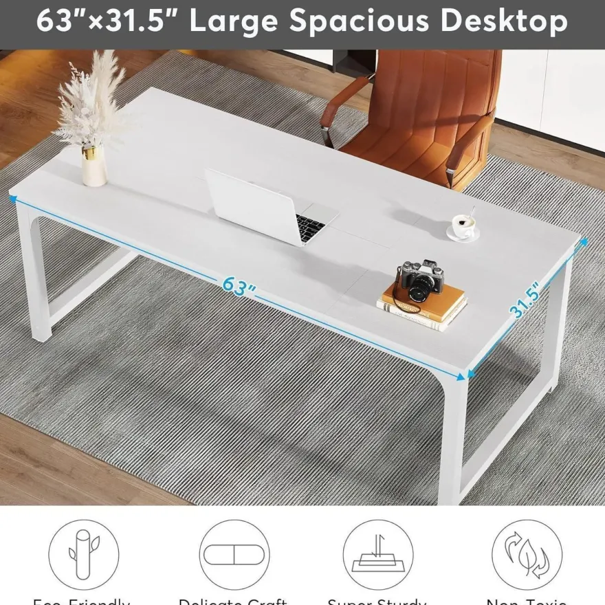 Tribesigns Schreibtisch Computertisch 160x80cm Weiß - Moderner Bürotisch für