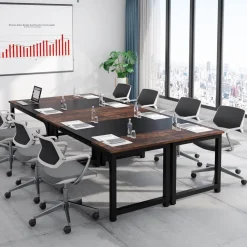 Tribesigns Schreibtisch 160x80 cm, 2er-Pack, Rustikales Braun Schwarz, Stabile
