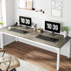 Tribesigns Schreibtisch 200x70x75 cm, Doppelter Computertisch für 2 Personen