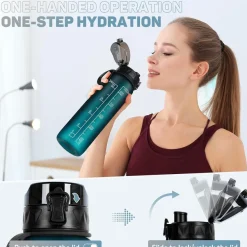 Trinkflasche 1L BPA-frei mit rutschfestem Gummi-Griff für Sport & Outdoor