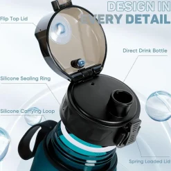 Trinkflasche 1L BPA-frei mit rutschfestem Gummi-Griff für Sport & Outdoor