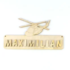 Türschild Namensschild Kinderzimmer , Buchstaben, 18cm Holz Hubschrauber