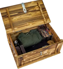 Truhe Hugo geflammt mit Deckel 50 x 36 x 26cm