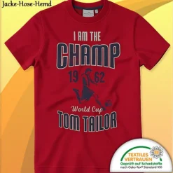 T-Shirt Frontdruck Rot I am the Champ 1962 Baumwolle Gr: 164/170, 176/182 NEU