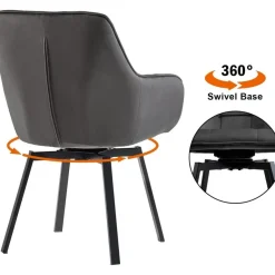 Tukailai Esszimmerstühle Drehbar 4er Set, Samt mit Armlehnen, Rückenlehne