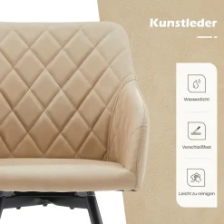 Tukailai Esszimmerstühle 2er Set, drehbar mit Rückenlehne und Armlehnen aus