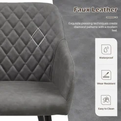 Tukailai Esszimmerstühle 2er Set Hellgrau, Moderner Polsterstuhl in Lederoptik