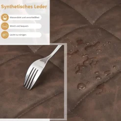 Tukailai Esszimmerstühle 4er Set Drehstuhl Braun mit Armlehnen in Lederoptik