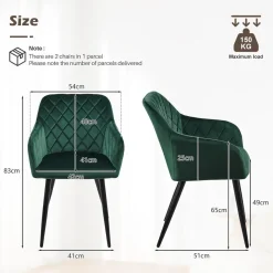 Tukailai Esszimmerstühle 4er Set Samt, Polsterstühle mit Armlehnen und