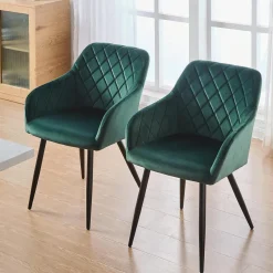 Tukailai Esszimmerstühle 4er Set Samt, Polsterstühle mit Armlehnen und