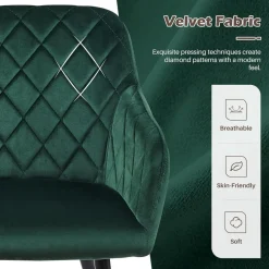 Tukailai Esszimmerstühle 4er Set Samt, Polsterstühle mit Armlehnen und