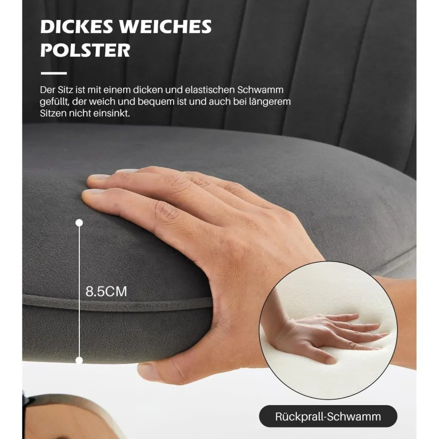 Tukailai Esszimmerstühle 2er-Set Samt Drehstuhl mit Armlehnen und Rückenlehne