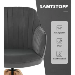 Tukailai Esszimmerstühle 2er-Set Samt Drehstuhl mit Armlehnen und Rückenlehne