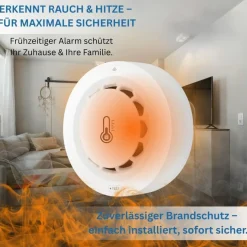 Tuya WLAN Rauchmelder mit Thermometer - Smarter Feuermelder für Smart Home
