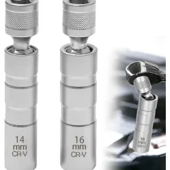 TUZHE Zündkerzenschlüssel Set 14mm & 16mm, 2 Stück, Magnetisch, Flexibel