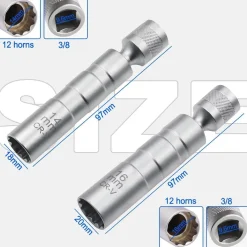 TUZHE Zündkerzenschlüssel Set 14mm & 16mm, 2 Stück, Magnetisch, Flexibel
