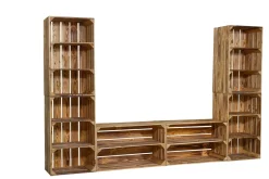 TV-Board Steven mit hohen Regalkisten Lowboard TV Wand Wohnwand Holz Fernseh Ferns