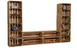 TV-Board Steven mit hohen Regalkisten Lowboard TV Wand Wohnwand Holz Fernseh Ferns