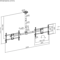 TV-Deckenhalterung MC-111 B Maclean Deckenhalterung für 2 TVs 34-60´´ max. 2x40kg