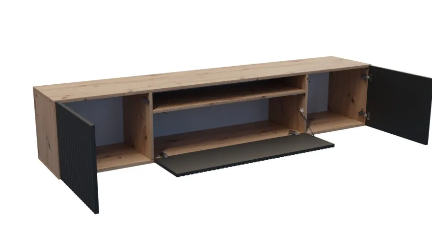 TV-Schrank Rico Fernsehschrank TV-Lowboard 200 cm Push-To-Open Funktion Wandmontage