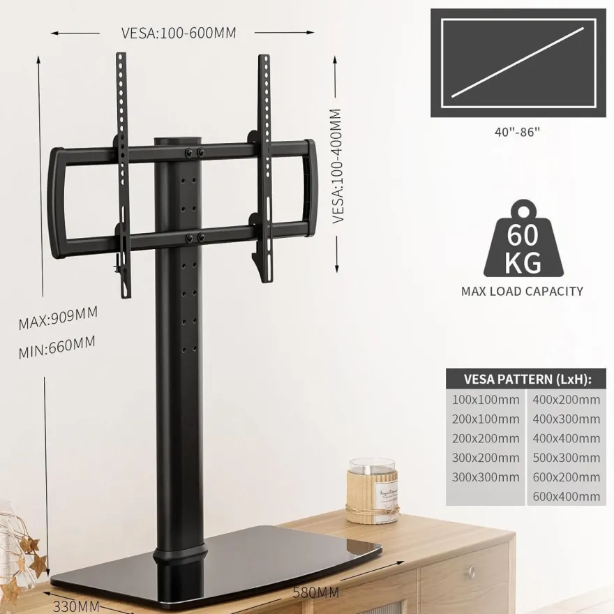TV Standfuß Universal Höhenverstellbar Ständer Halterung 40-86 Zoll LCD LED