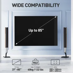 TV Wandhalterung für 37-85 Zoll Fernseher bis 60kg, schwenkbar neigbar