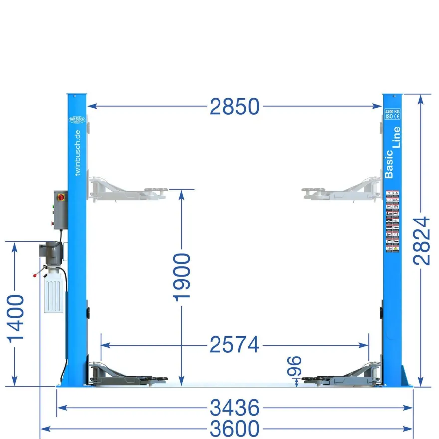 Twin Busch ® NEUE 2 Säulen Kfz Hebebühne 4200 kg - inkl. Öl und Versand (DE)