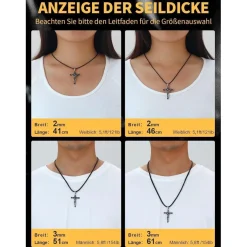 U7 Damen Herren geflochtene Wachsschurkette 2mm/3mm Schwarz/Braun, Edelstahl