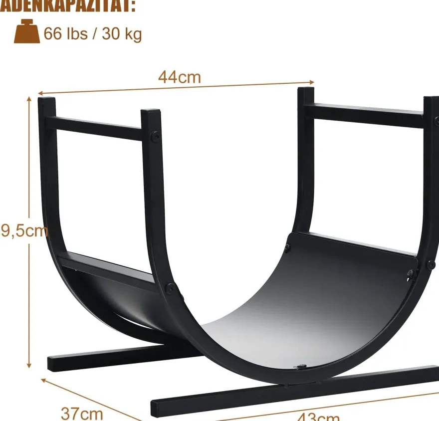 U-förmiges Kaminholzregal Metall, Brennholzregal Feuerholzregal Holzscheitregal 43cm