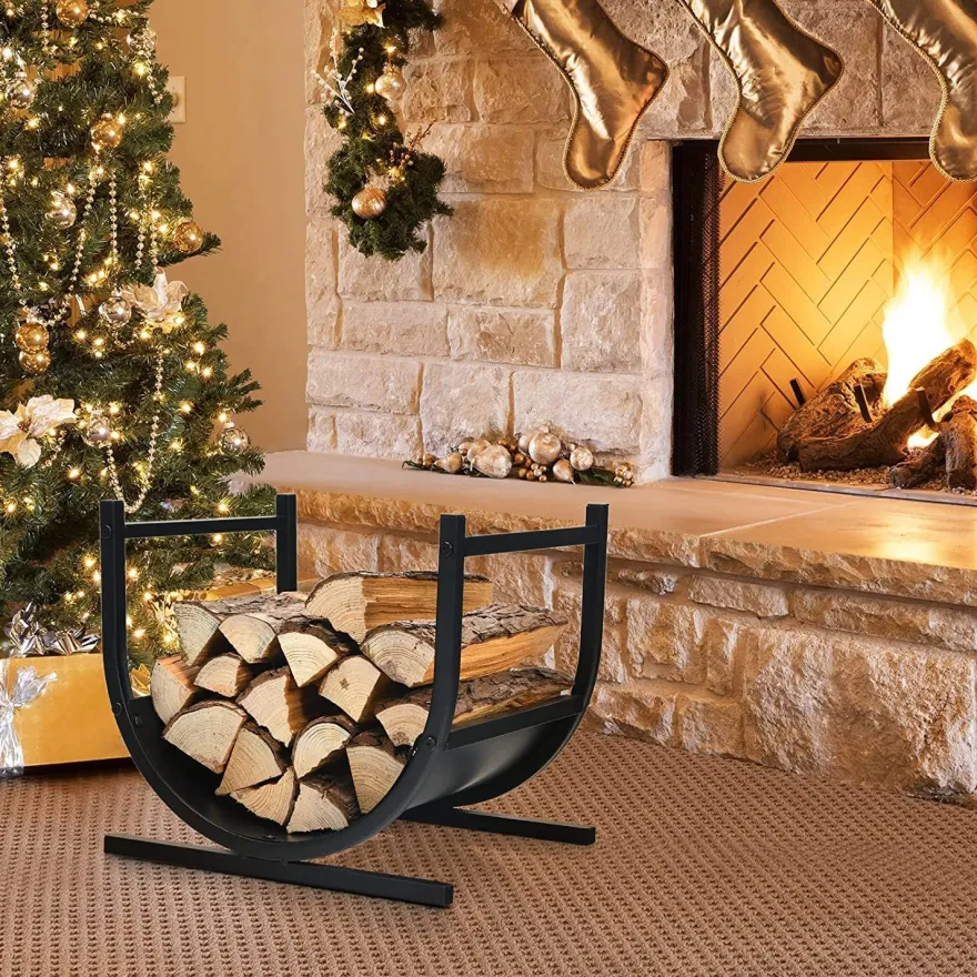 U-förmiges Kaminholzregal Metall, Brennholzregal Feuerholzregal Holzscheitregal 43cm