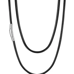 U7 geflochtene Wachsschurkette 3mm, schwarz, 66cm - Modeschmuck für Damen und