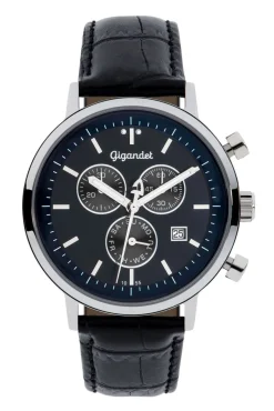 Uhr Herrenuhr Chronograph Gigandet Classico G6-010 Blau Schwarz Lederband Datum