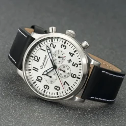 Uhr Herrenuhr Chronograph Gigandet Destination G15-002 Silber Schwarz Datum Lederband