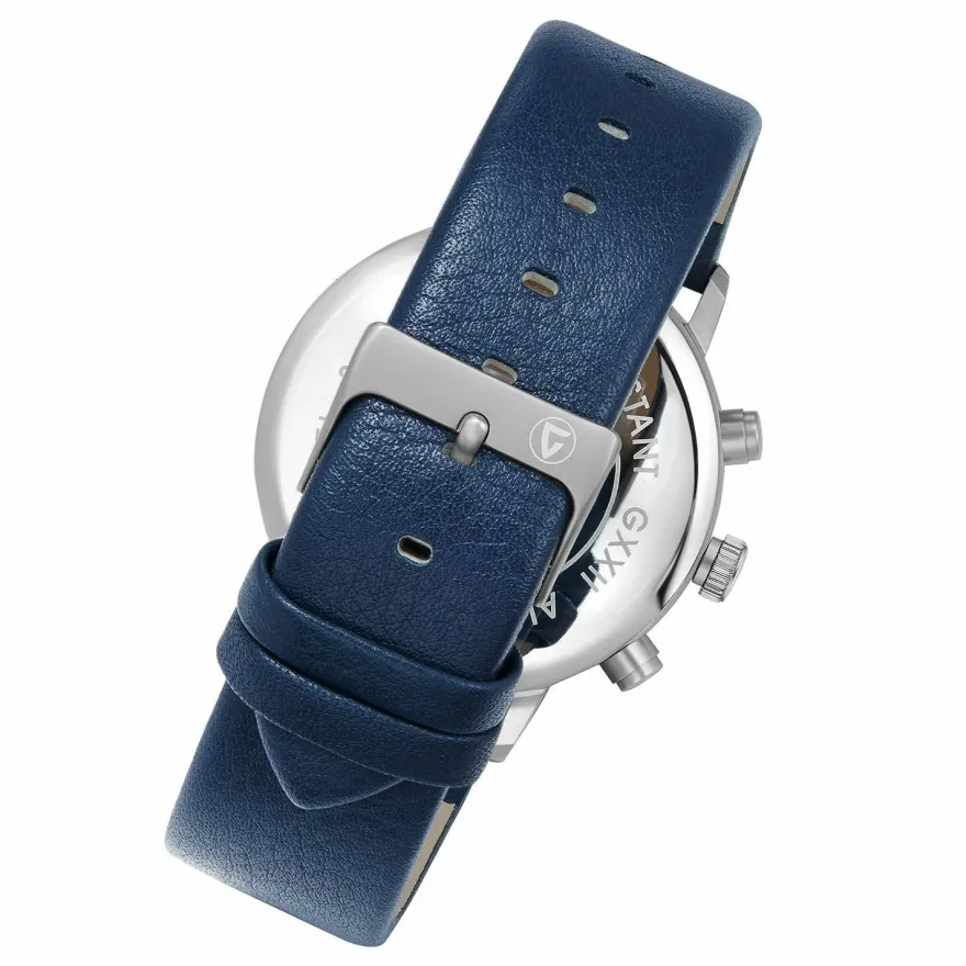 Uhr Herrenuhr Dualtime Dualzeit Gigandet Minimalism III G22-003 Blau Lederband
