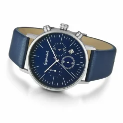 Uhr Herrenuhr Dualtime Dualzeit Gigandet Minimalism III G22-003 Blau Lederband