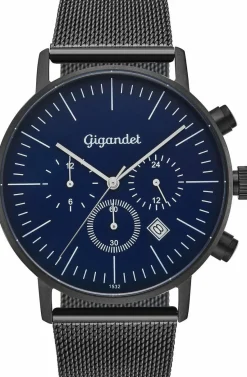 Uhr Herrenuhr Dualtime Dualzeit Gigandet Minimalism III G22-006 Schwarz Metallband