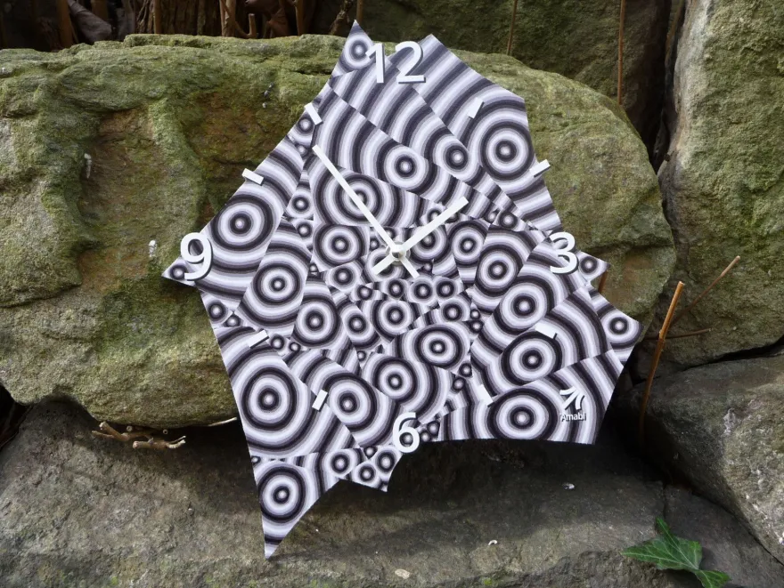 Uhr Wanduhr Amabi Design Kunst Op Art Pop Art Vintage Schwarz Weiß Crazy