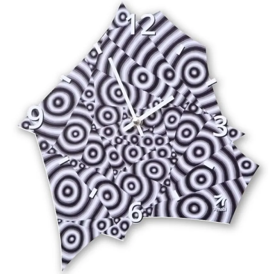 Uhr Wanduhr Amabi Design Kunst Op Art Pop Art Vintage Schwarz Weiß Crazy
