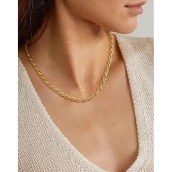 U7 Klassische Kordelkette für Damen und Herren, Edelstahl 18k vergoldet, 3mm