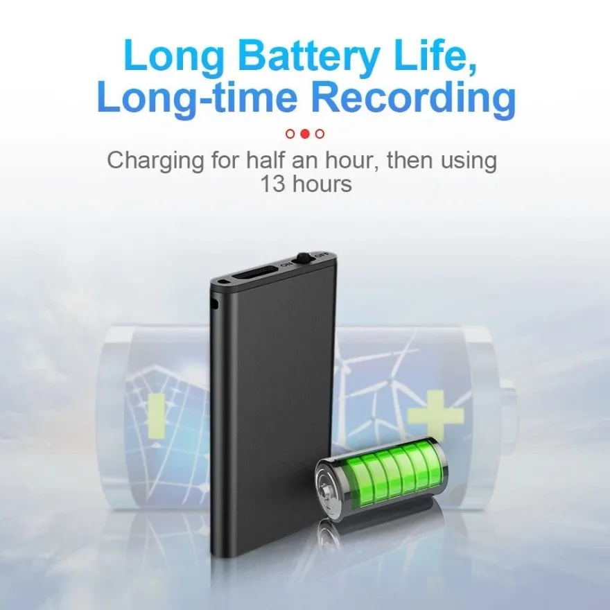 Ultra-Thin Tiny Mini Voice Recorder 4-32GB Digtal Professional Sound Activated Dictap