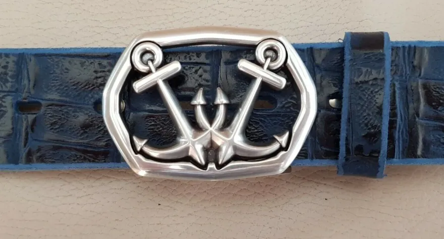 umjuBELT Gürtelschnalle Anchor Pair Anker Gürtelschließe Buckle Maritim 7x5 cm