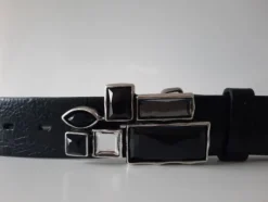 umjuBELT Mosaik black schwarz StrassStein Gürtelschnalle Schließe Buckle 9x4,5