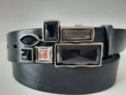 umjuBELT Mosaik black schwarz StrassStein Gürtelschnalle Schließe Buckle 9x4,5