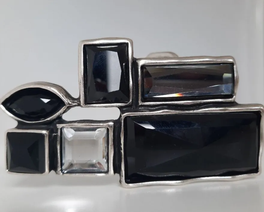 umjuBELT Mosaik black schwarz StrassStein Gürtelschnalle Schließe Buckle 9x4,5