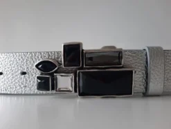 umjuBELT Mosaik black schwarz StrassStein Gürtelschnalle Schließe Buckle 9x4,5