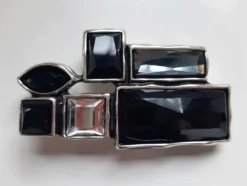 umjuBELT Mosaik black schwarz StrassStein Gürtelschnalle Schließe Buckle 9x4,5