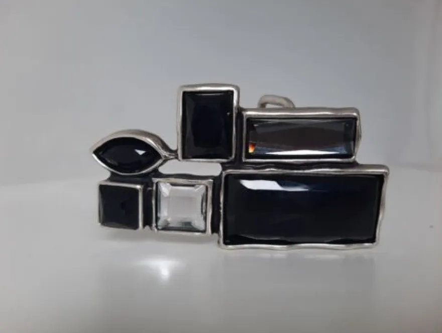 umjuBELT Mosaik black schwarz StrassStein Gürtelschnalle Schließe Buckle 9x4,5