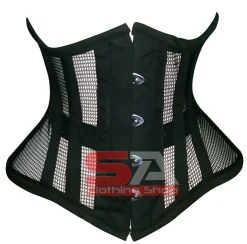 Underbust Corset black Mesh Gothic Steel Boned Victorian Waist Cincher C49MC